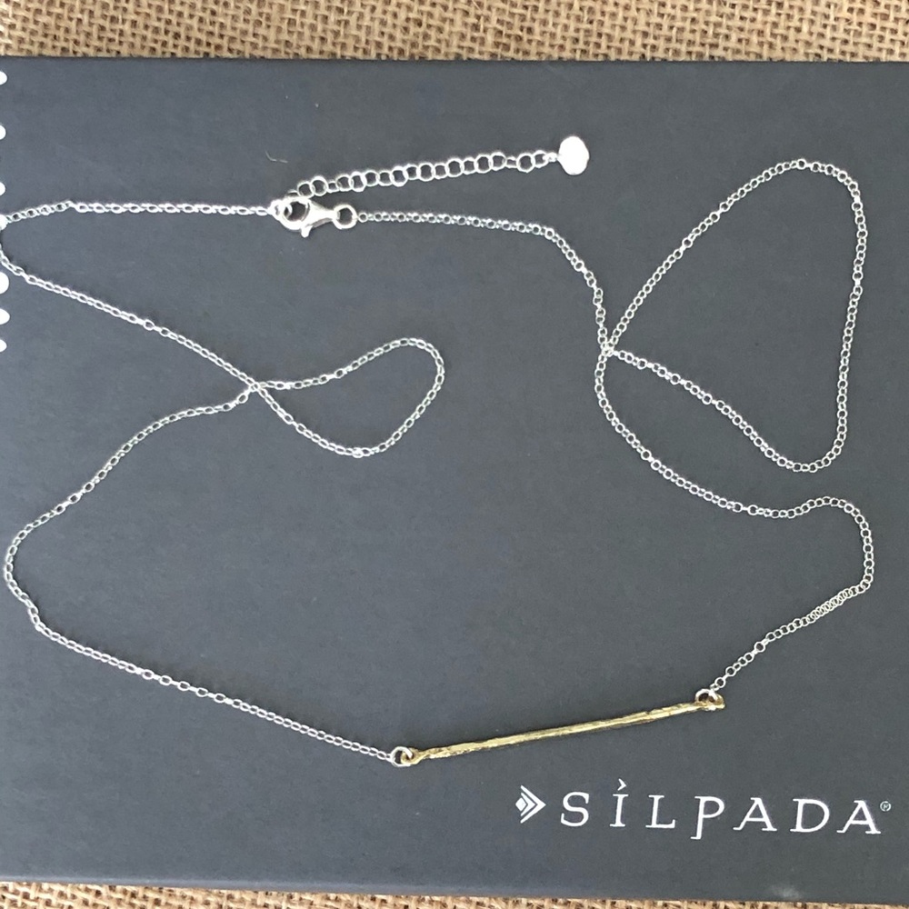Silpada Long .925 & Brass Underlined Bar Necklace